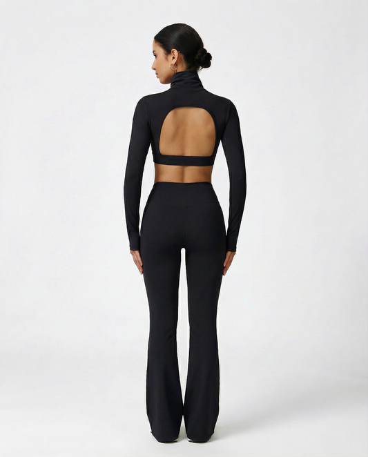 OPEN-BACK HIGH-NECK CROP TOP